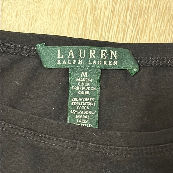 Ralph Lauren Black Cropped Cap Sleeve Embellished Tee - Picture 2 of 7